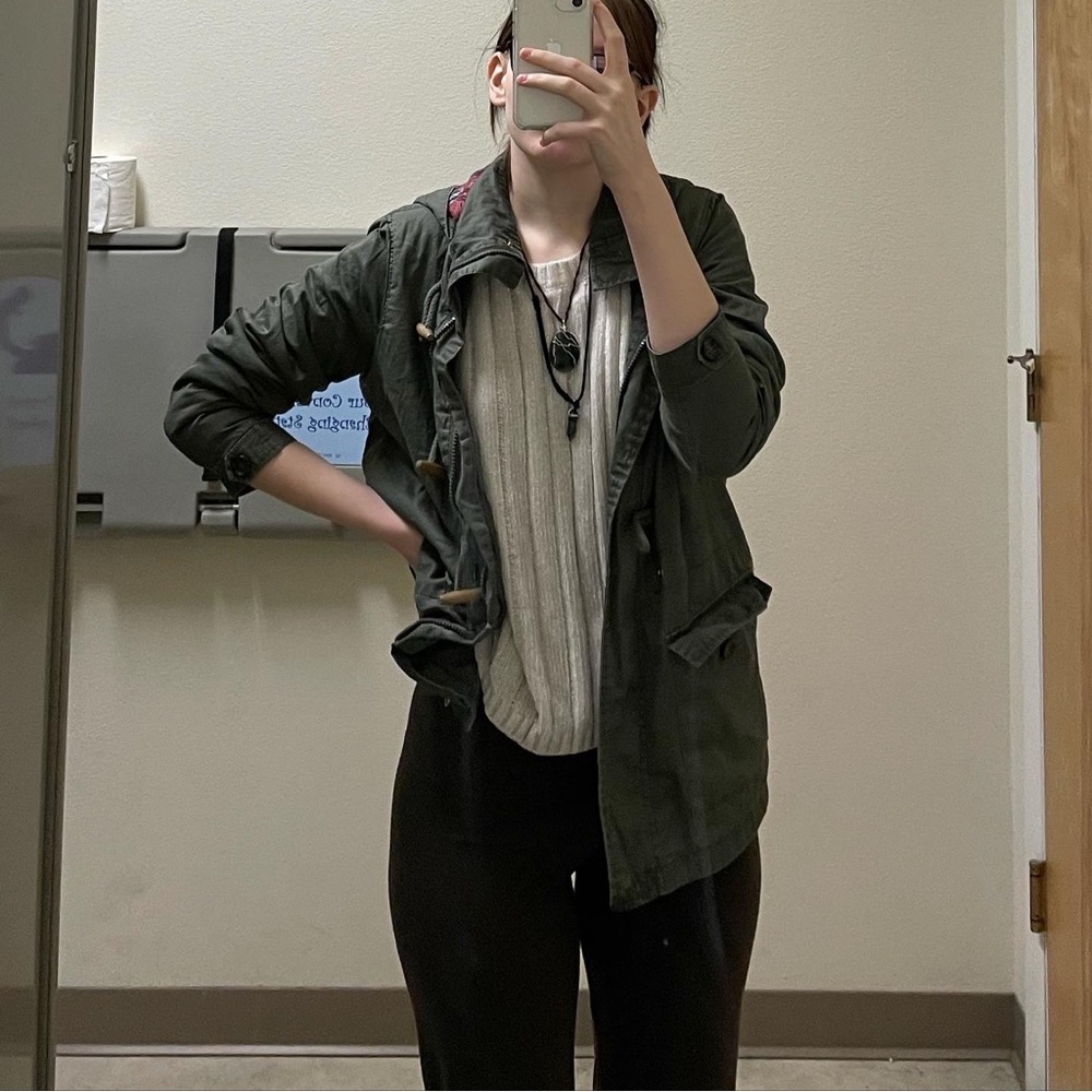 Dark Army Green Womens Utility Jacket (Flannel Lined)